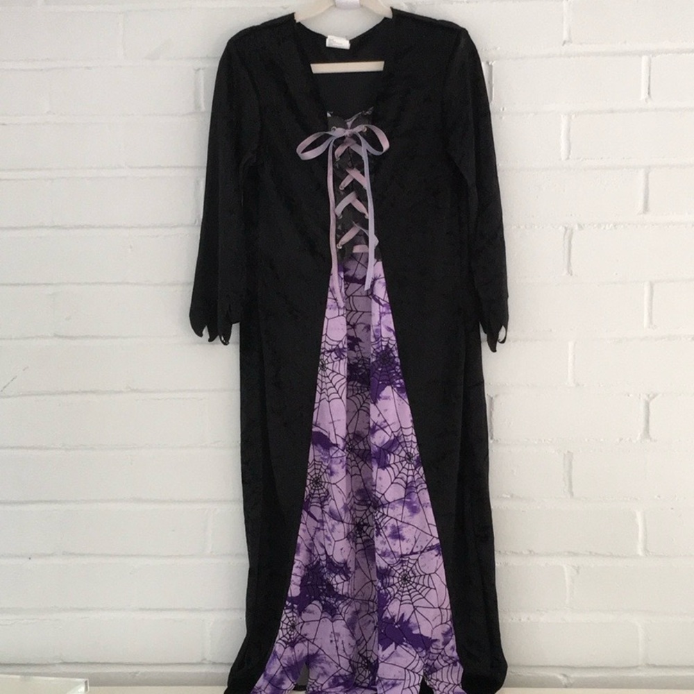 Girls Chic Black And Purple Lace-Up Witch Dress Size L